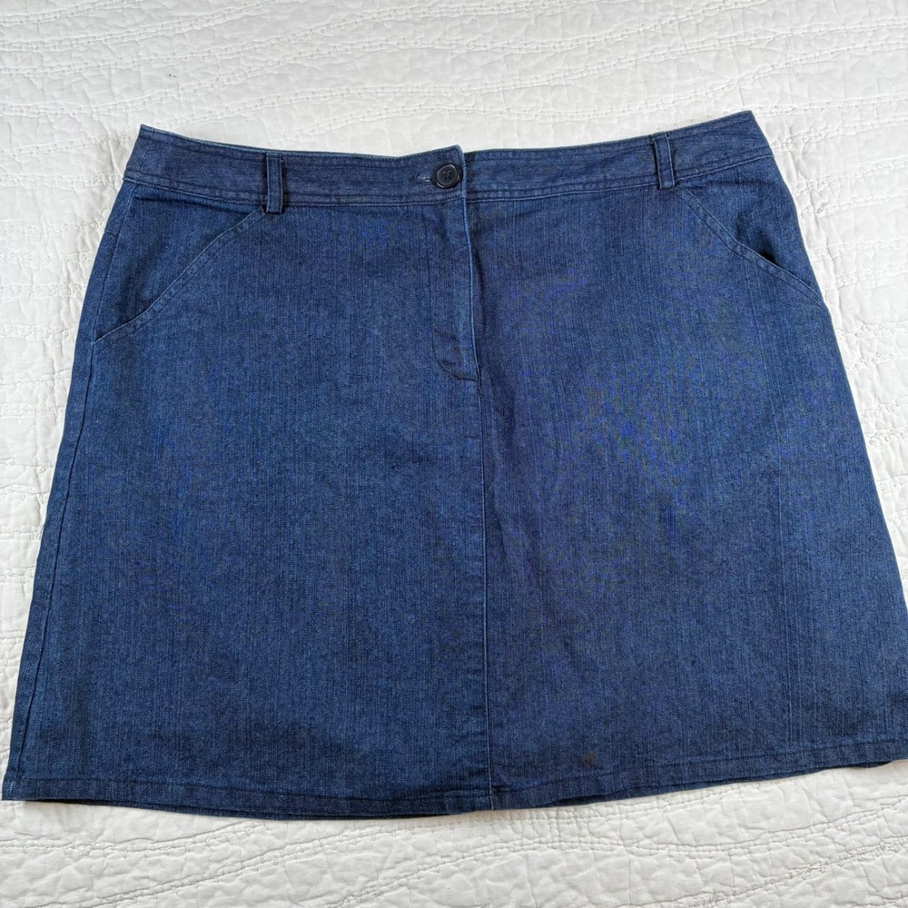 White Stag Denim Skort Sz 14 Dark Blue Stretch Casual Mini Skirt Shorts Capsule
